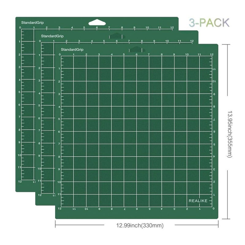 REALIKE 12x12 StandardGrip Cutting Mat Compatible with Cricut Maker 3/Maker 4/Maker/Explore 3/4/Air 2/Air/One(3 Mats), Green Standard Gridded Adhesive Cut Mat for Crafts - Image 2